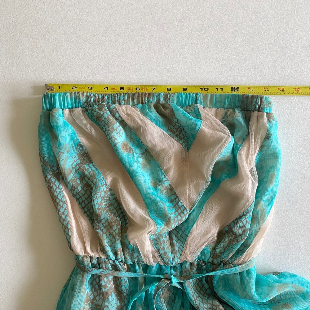 Mushka by Sienna Rose Turquoise Snakeskin Chevron Strapless Maxi Dress Womens M - Picture 11 of 14